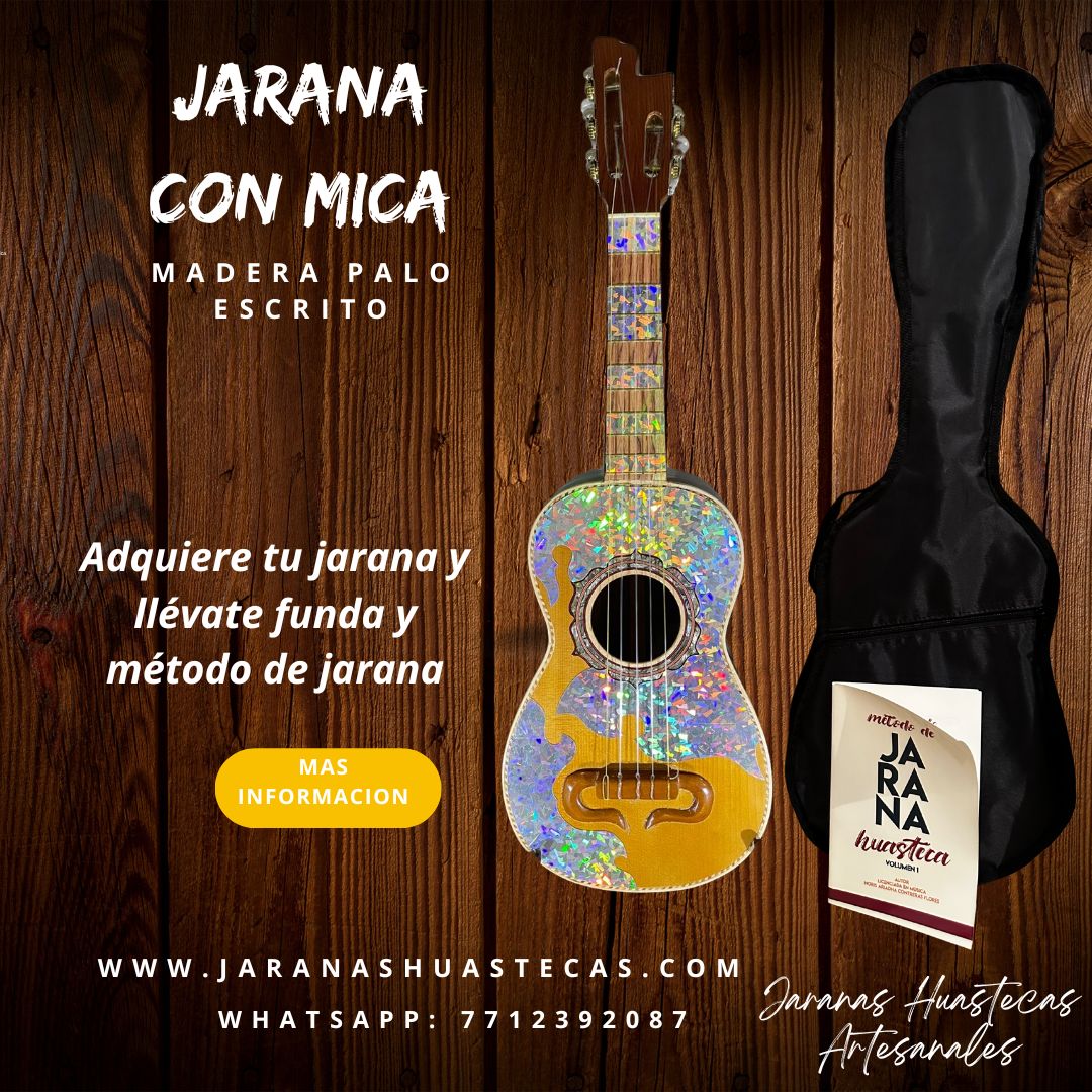 Jarana con mica plateada funda y método