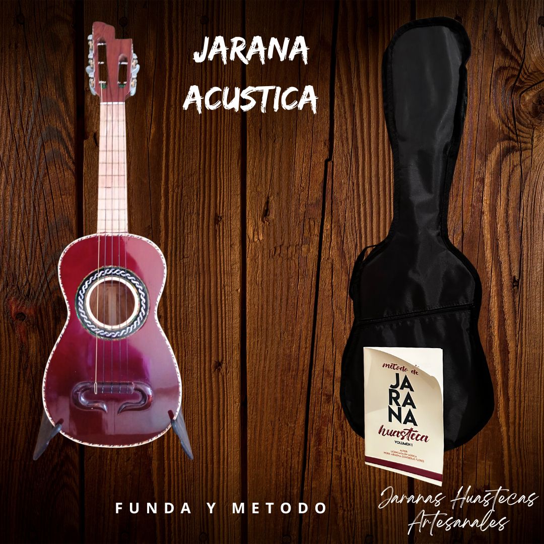 Jarana acústica color obscuro con Funda y Método