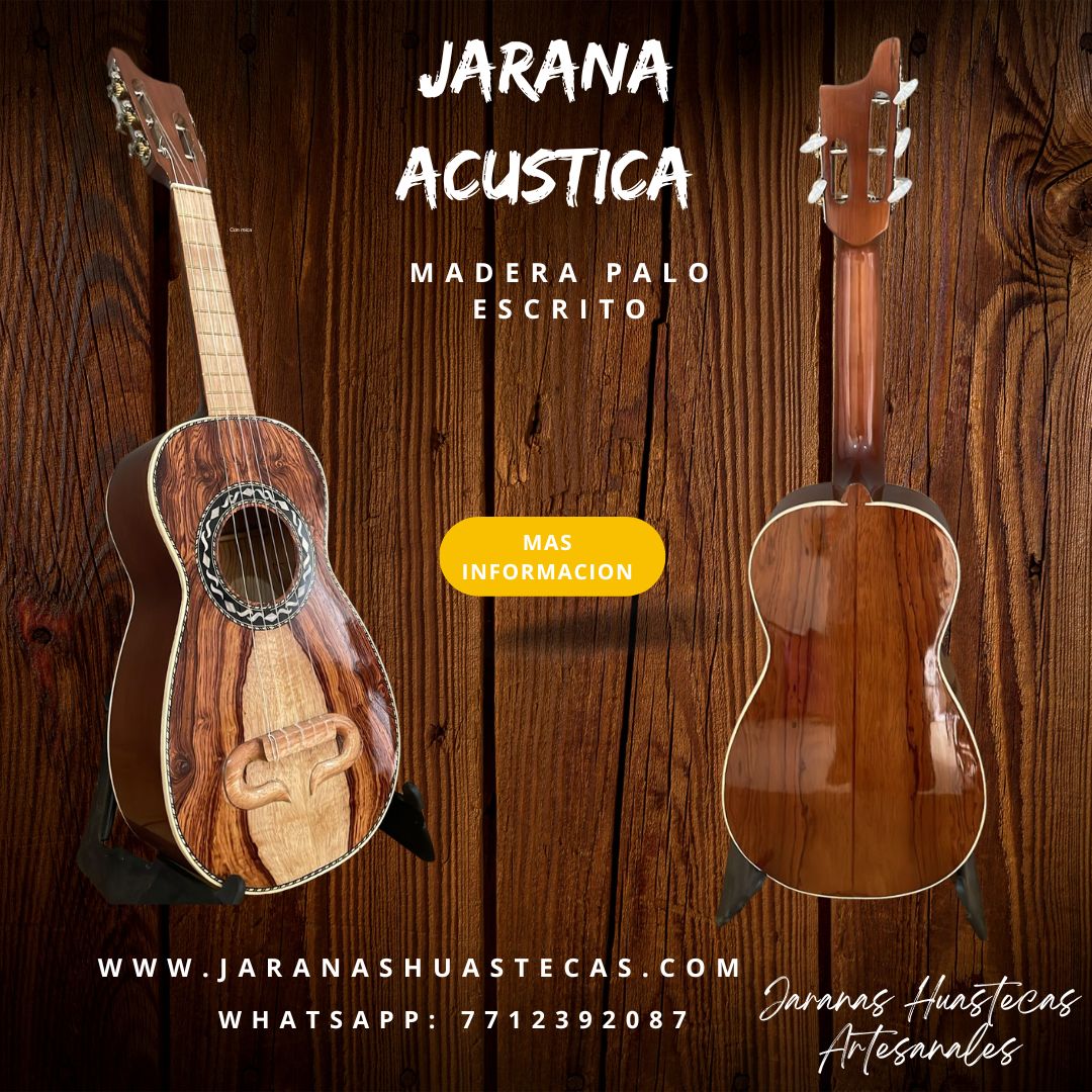 Jarana Acústica Palo Escrito con funda y método de jarana