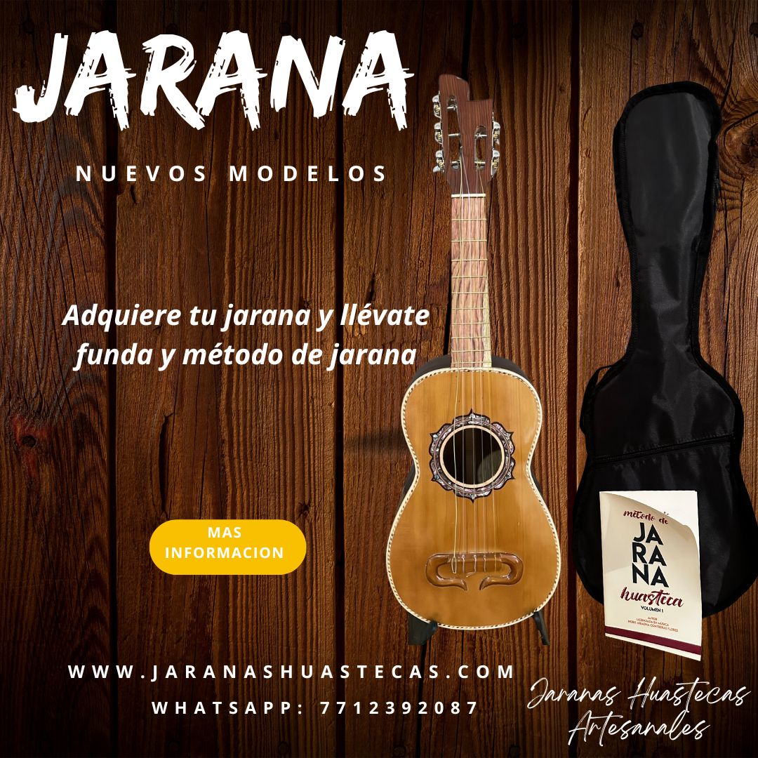 Jarana palo escrito café con funda y método