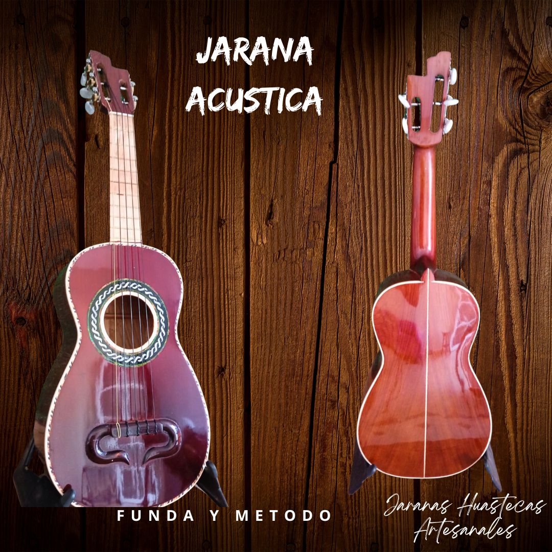 Jarana acústica color obscuro con Funda y Método