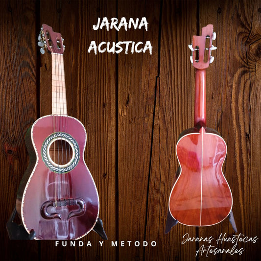 Jarana acústica color obscuro con Funda y Método