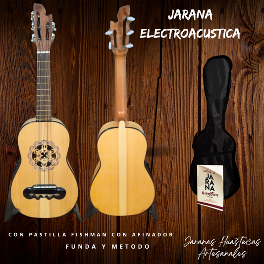 Jarana electroacústica diseño único con funda y método de jarana